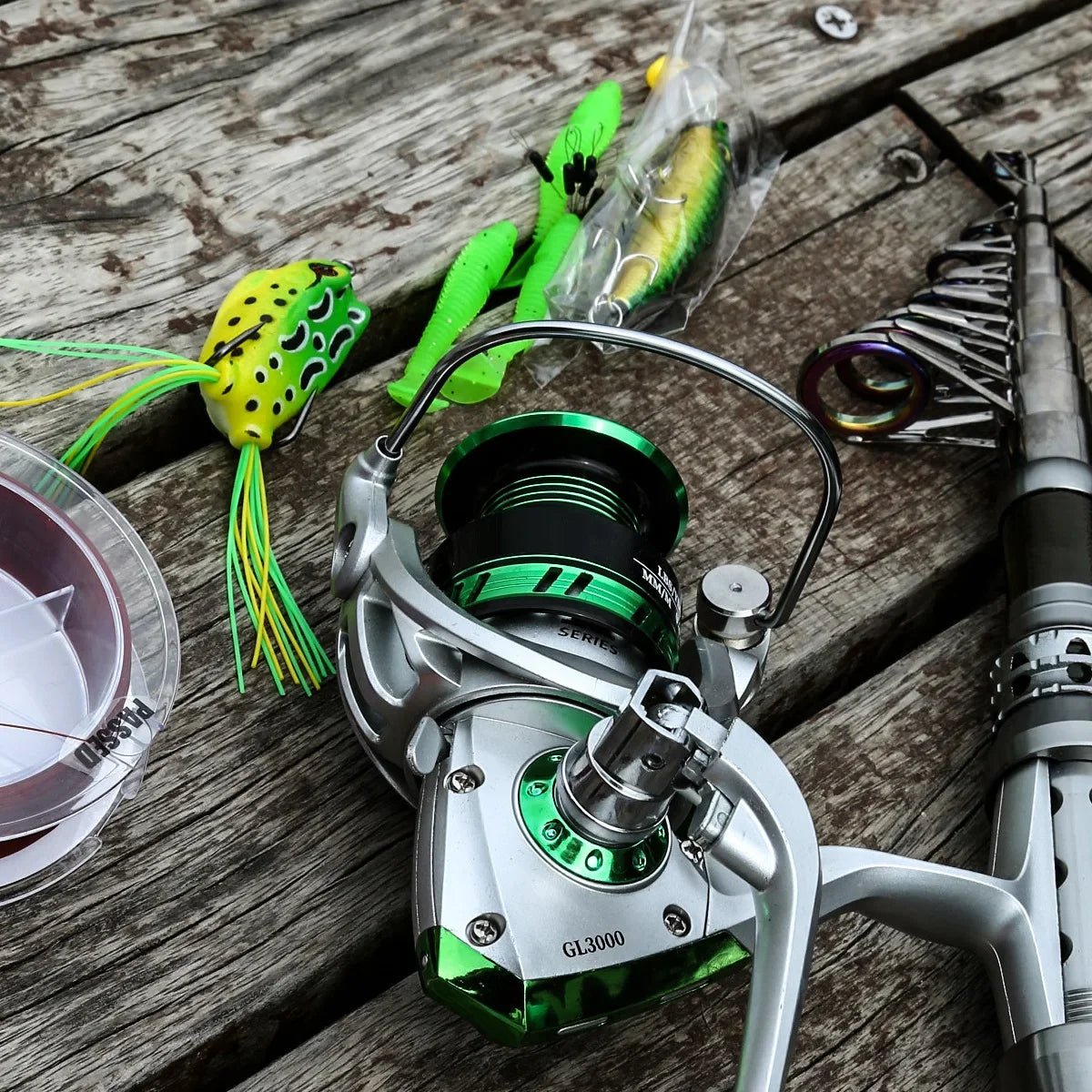 Carbon Fishing Rod Set for Deep Sea Fishing with Straight Handle Spinning Wheel Full Gear Durable Reels Kit for Rivers Lakes - The Salty Outfitter