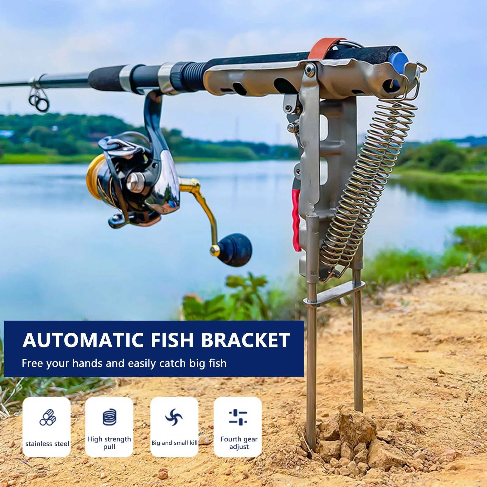 1 - 5pcs Automatic Fishing Rod bracket holders Stainless Steel pole stand Support double spring rest Brackets Fishing Accessories - The Salty Outfitter