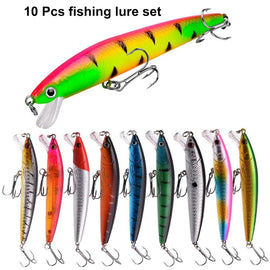 10 Pcs Fishing Lure Set Mini Fishing Hard Bait Minnow Floating Swing Crankbait Crazy Wobblers Artificial Bionic Crank Lures - The Salty Outfitter