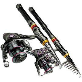 1.8 - 3.6m Carbon Fiber Fishing Rod And Reel Combo Super Hard Telescopic Fishing Pole Spinning Reel Kit Max Resistance 3 - 8kg Pesca - The Salty Outfitter