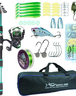 1.8m 2.1M Fishing Rod and Reel Line Lure Set Carbon Fiber Telescopic Fishing Rod 5.2:1BB Spinning Reel for Saltwater Freshwater - The Salty Outfitter