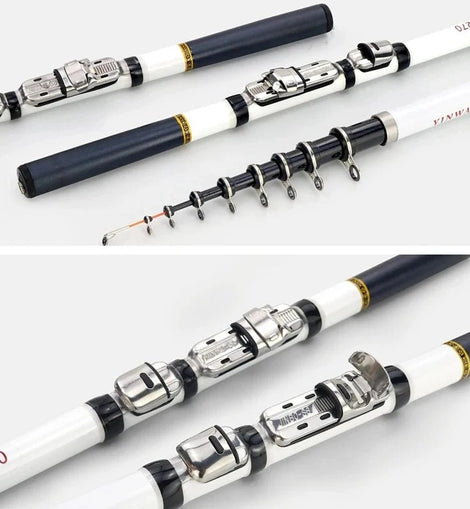 1.8M/2.1M/2.4M/2.7M/3.0M Telescopic Rock Fishing Rod Spinning Fly Carp Feeder Glass Fiber Pesca Mini Travel Rod Reel Seat - The Salty Outfitter