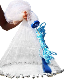 1Pc 2 Size Options 6FT 8FT Radius Fishing Cast Net Bait Trap Easy Throw Heavy Duty Hand Cast Net With Chain Sinker Bottom Spread - The Salty Outfitter