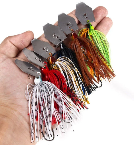 1pcs Fishing Lures 100mm 11g Blade Metal Bait With Rubber Skirt Artificial Wobbler Buzzbait Jigging Lure Spinner Spoon For Pike - The Salty Outfitter