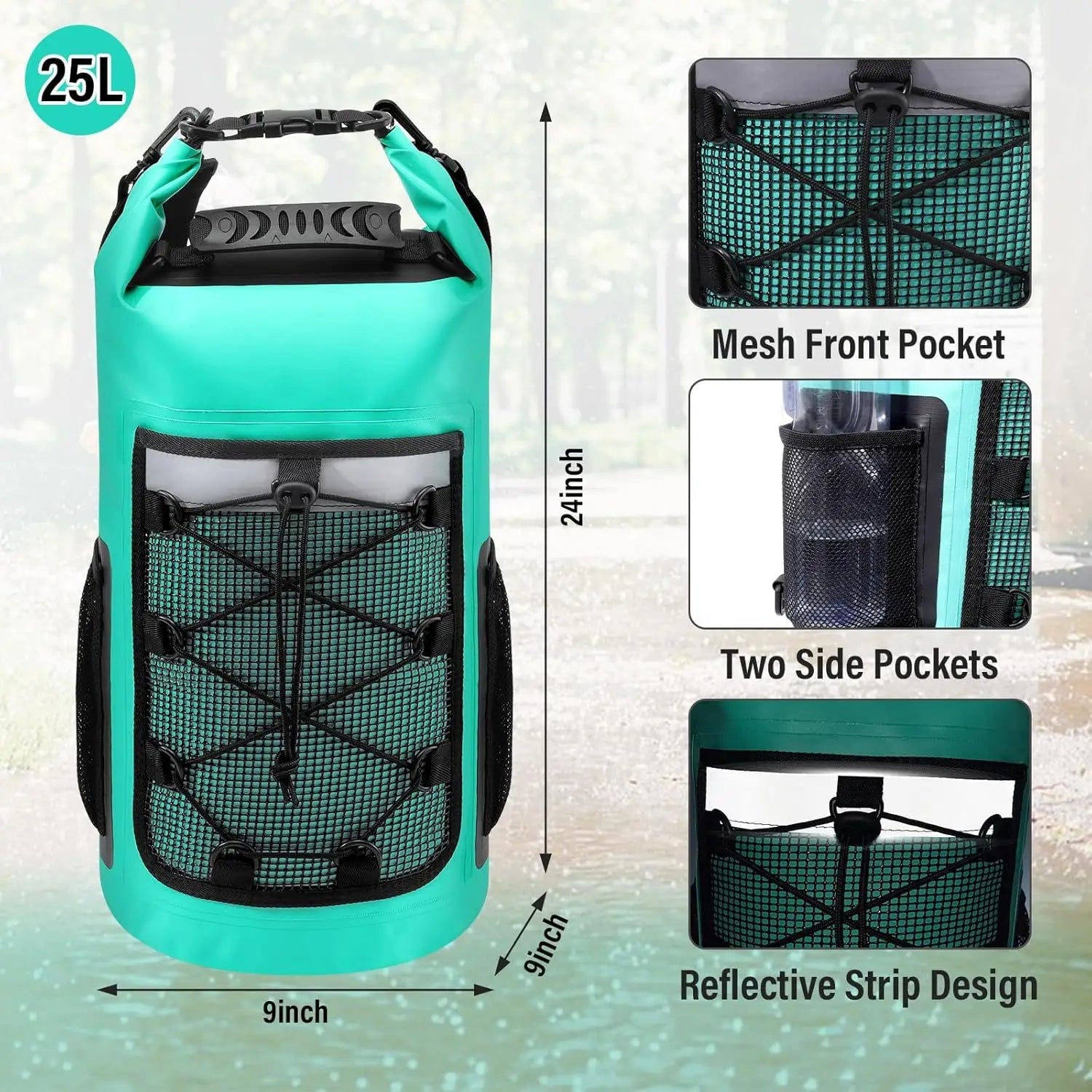 25L Waterproof Backpack Outdoor Sports Dry Wet Separation PVC Dry Bag for Swimming Drifting Boating Kayaking Camping Travel Bag - The Salty Outfitter