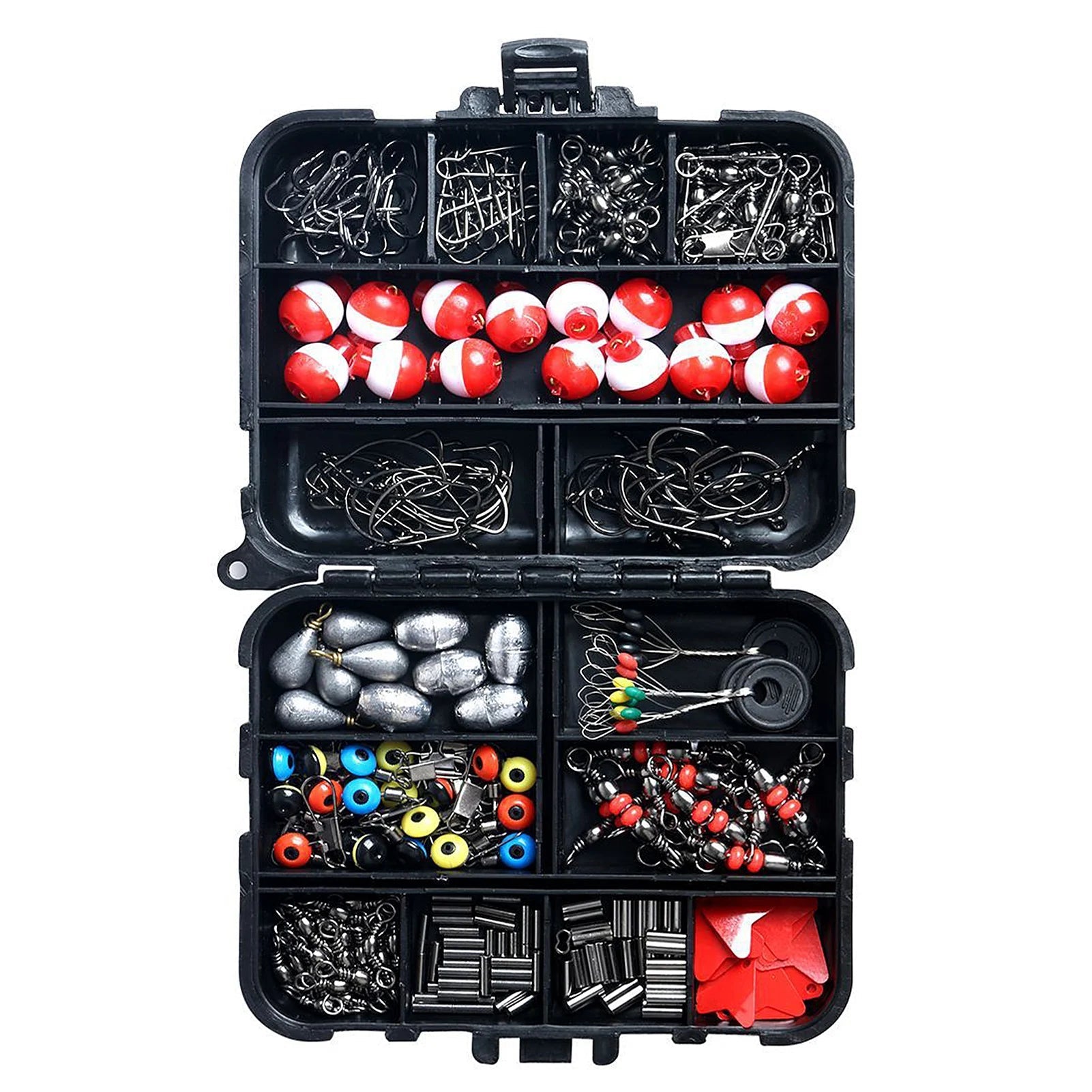263pcs Fishing Accessories Set with Tackle Box Including Plier Jig Hooks Sinker Weight Swivels Snaps Sinker Slides - The Salty Outfitter