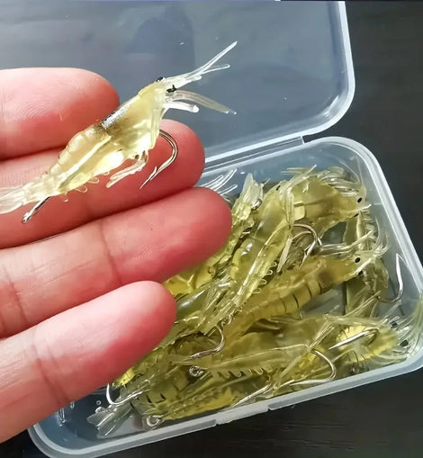 5/10/20pcs Goture Shrimp Lures Soft Shrimp Fishing Lures For Freshwater Saltwater Luminous Shrimp Bait Set With Sharp Hook Bead - The Salty Outfitter
