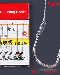 5Pack/50 Hooks Fishs Tool Tied Good Strong Horse Line Double Hook Pair Hook Fishs Hooks Fishing Gear Accessories Sub - line Hooks - The Salty Outfitter