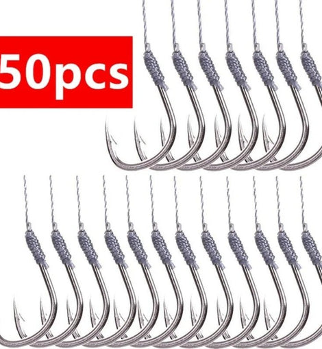 5Pack/50 Hooks Fishs Tool Tied Good Strong Horse Line Double Hook Pair Hook Fishs Hooks Fishing Gear Accessories Sub - line Hooks - The Salty Outfitter