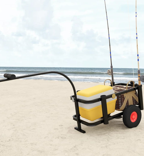 vidaXL Fishing Trolley Black Steel-0