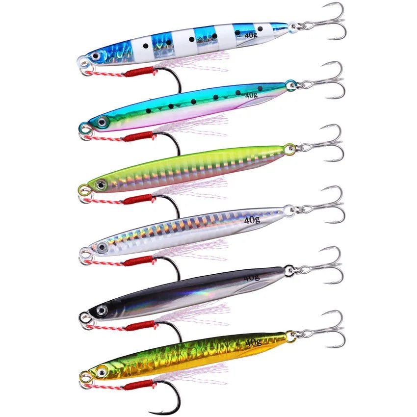 Aorace 5PCS Metal Jig Spoon 21g 30g 40g Shore Casting Jigging Fish Sea Bass Fishing Lure Artificial Bait Tackle box - The Salty Outfitter