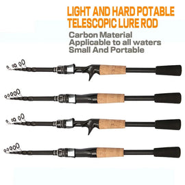 Baitcasting Lure Fishing Rod Spinning Telescopic 8g - 25g Wooden Handle Carbon Casting Fishing Tackle Professional Light - weight - The Salty Outfitter