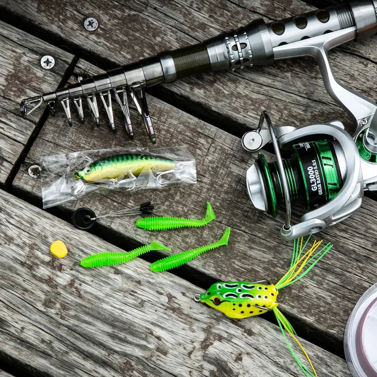 Carbon Fishing Rod Set for Deep Sea Fishing with Straight Handle Spinning Wheel Full Gear Durable Reels Kit for Rivers Lakes - The Salty Outfitter