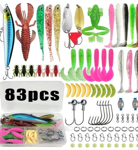 Fishing 83/133/193/239/409pcs Fishing Lure Kit For Trout/Pike/Bass Multi - Lure Fishing Set Layered Tackle Pro Gear Tackle Box - The Salty Outfitter