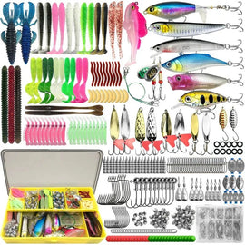 Fishing 83/133/193/239/409pcs Fishing Lure Kit For Trout/Pike/Bass Multi - Lure Fishing Set Layered Tackle Pro Gear Tackle Box - The Salty Outfitter