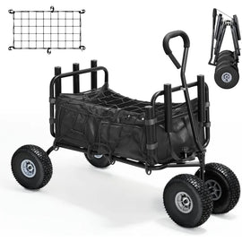 Fishing Cart Beach Cart Collapsible Wagon with 11”All Terrain Big Wheels,Heavy - Duty Garden Carts with 6 Holders and Storage Pock - The Salty Outfitter
