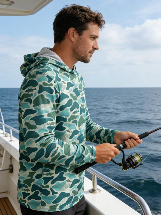 Fishing Hoodie Sailing Shirt Men Long Sleeve Sun Protection Hunting Jersey Camisa De Pesca Performance Fish Gear Beach Tops Wear - The Salty Outfitter