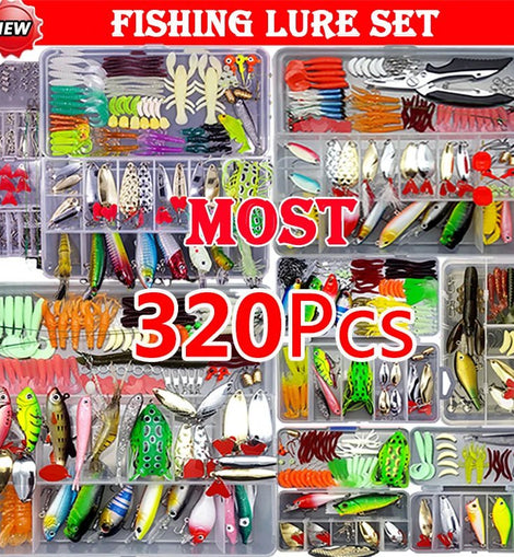 Fishing Lure Kit Soft and Hard Bait Set Gear Layer Minnow Metal Jig Spoon For Bass Pike Crank Tackle Accessories with Box - The Salty Outfitter