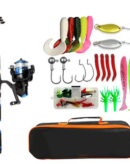 Fishing Pole Set Full Kits With Telescopic Fishing Rod And Spinning Reel Baits Hooks Travel Pole Set - The Salty Outfitter