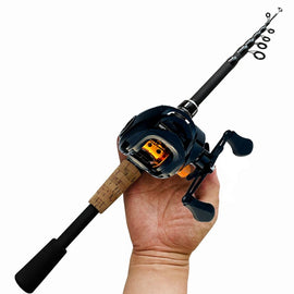 Fishing Rod and Reel Combo Set Telescopic Lure Rod Spinning Casting Short Jigging Rod 1.5m - 2.4m Baitcasting Reel Max Drag 8kg - The Salty Outfitter
