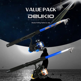 Fishing Rod Combo Full Kits 1.8M Telescopic Spinning Reel Baits Lure Set Travel Fishing Gear Hooks Pole Accessories Beginner - The Salty Outfitter