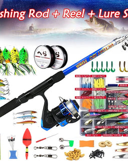 Fishing Rod Combo Full Kits 1.8M Telescopic Spinning Reel Baits Lure Set Travel Fishing Gear Hooks Pole Accessories Beginner - The Salty Outfitter