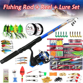 Fishing Rod Combo Full Kits 1.8M Telescopic Spinning Reel Baits Lure Set Travel Fishing Gear Hooks Pole Accessories Beginner - The Salty Outfitter