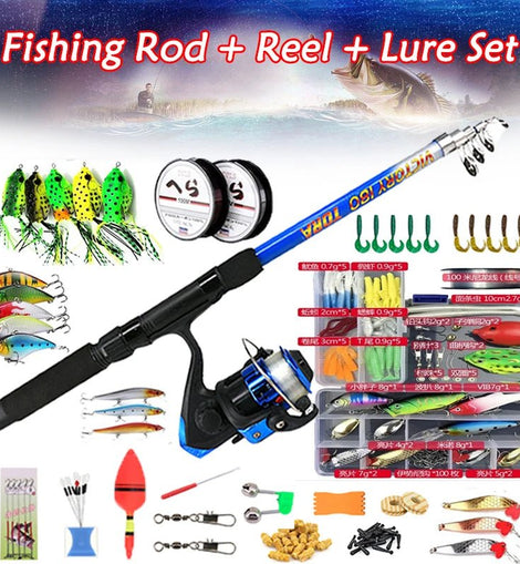 Fishing Rod Combo Full Kits 1.8M Telescopic Spinning Reel Baits Lure Set Travel Fishing Gear Hooks Pole Accessories Beginner - The Salty Outfitter