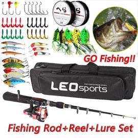 Fishing Rod Full Kits 1.6M Telescopic Sea and Spinning Reel Baits Lure Tackle Travel Fishing Gear Accessories Bag 6 Optional Set - The Salty Outfitter