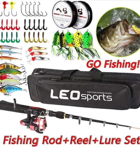 Fishing Rod Full Kits 1.6M Telescopic Sea and Spinning Reel Baits Lure Tackle Travel Fishing Gear Accessories Bag 6 Optional Set - The Salty Outfitter