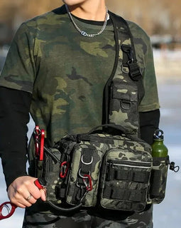 Fishing Tackle Backpack Lure Box Gear Storage Bag Fanny Pack for Men Fly Fishing Backpack with Rod Holder Sling Shoulder Bag - The Salty Outfitter