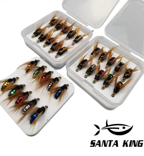 Flies Fly Fishing Lure 10/ 30/50Pcs Fishing Handmade Lures Assortment with Artificial Bait Hooks for Bass Trout Salmon - The Salty Outfitter