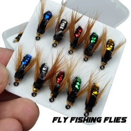Flies Fly Fishing Lure 10/ 30/50Pcs Fishing Handmade Lures Assortment with Artificial Bait Hooks for Bass Trout Salmon - The Salty Outfitter