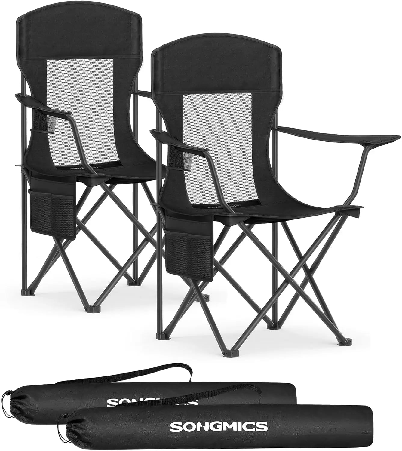 Folding Camping Chair, with Comfortable Sponge Seat, Cup Holder, Heavy Duty Structure, Max Load Capacity 551 lb - The Salty Outfitter
