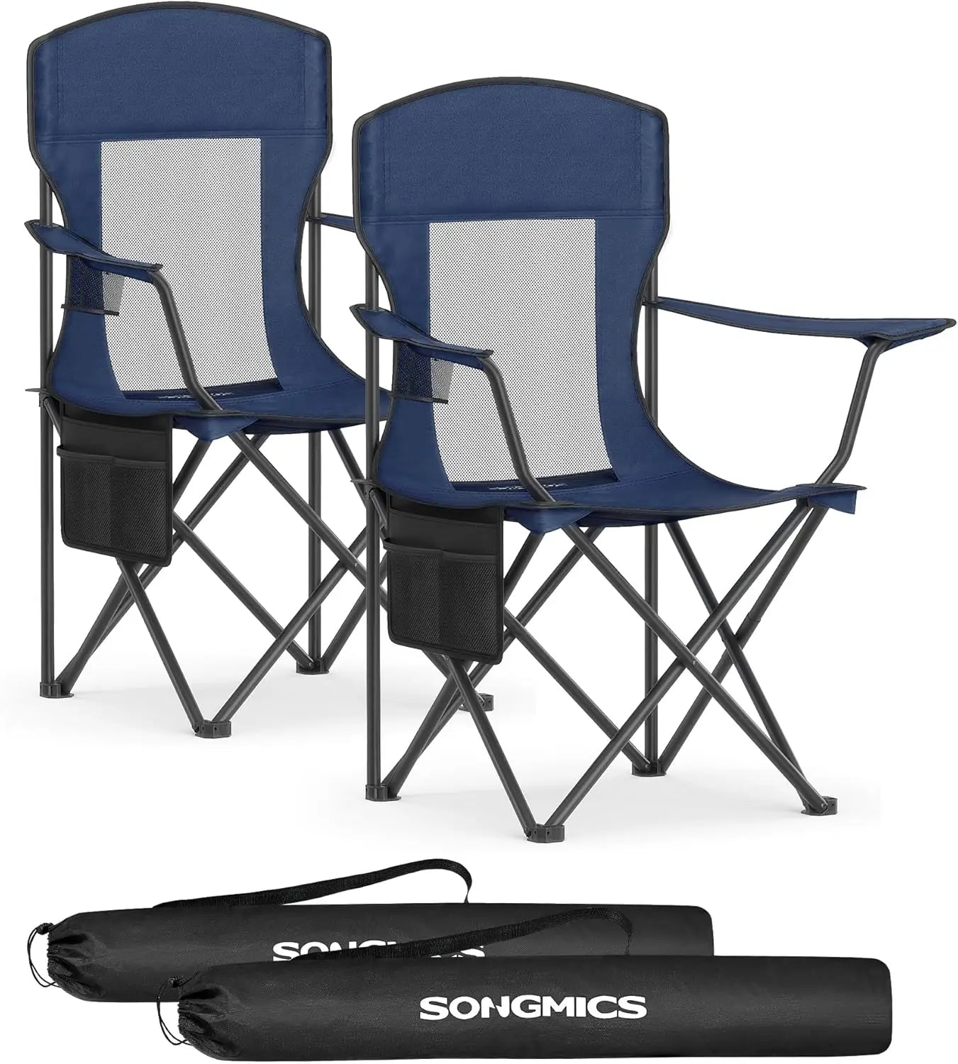 Folding Camping Chair, with Comfortable Sponge Seat, Cup Holder, Heavy Duty Structure, Max Load Capacity 551 lb - The Salty Outfitter