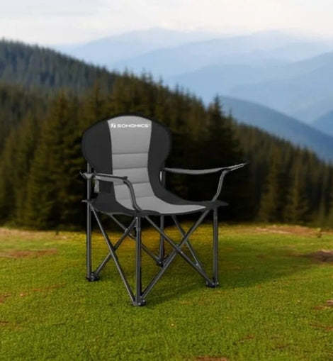 Folding Camping Chair, with Comfortable Sponge Seat, Cup Holder, Heavy Duty Structure, Max Load Capacity 551 lb - The Salty Outfitter