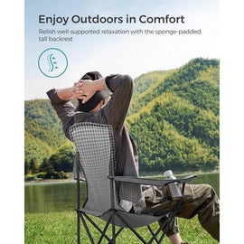 Folding Camping Chair, with Comfortable Sponge Seat, Cup Holder, Heavy Duty Structure, Max Load Capacity 551 lb - The Salty Outfitter