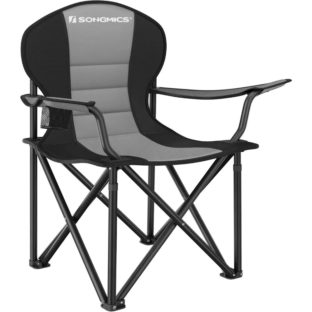 Folding Camping Chair, with Comfortable Sponge Seat, Cup Holder, Heavy Duty Structure, Max Load Capacity 551 lb - The Salty Outfitter