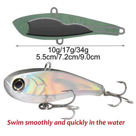 GOBAIT VIBRATION High Pitch VIB 10g 17g 34.5g Sinking Pencil Lure Long Casting Fishing Bass Pesca Swimbait Hook Silicone Bait - The Salty Outfitter