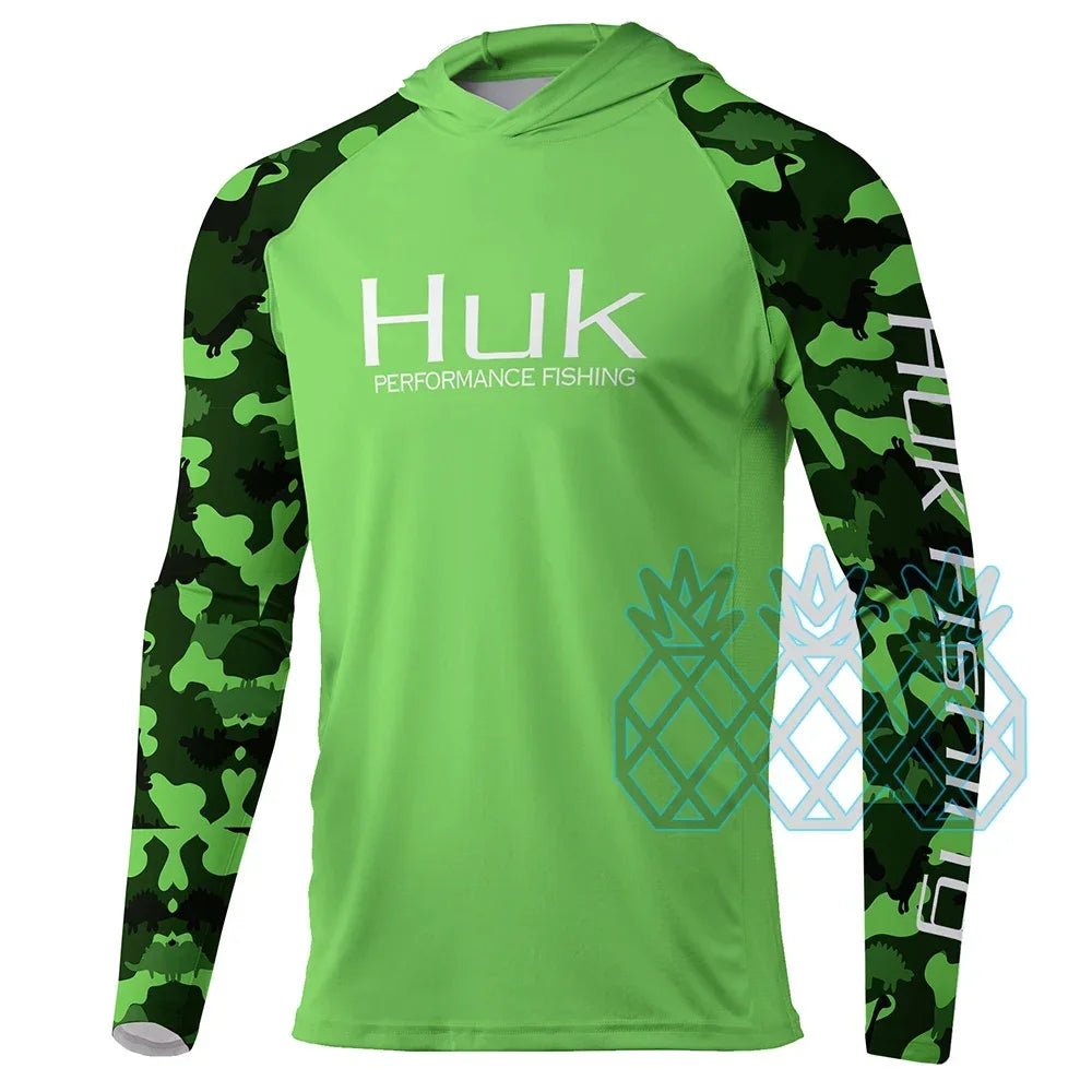 HUK Men Long Sleeve Hoodie Performance Fishing Shirts UPF 50+ Fishing Tops Outdoor Sports Uv Protection Breathable Fishing Wear - The Salty Outfitter