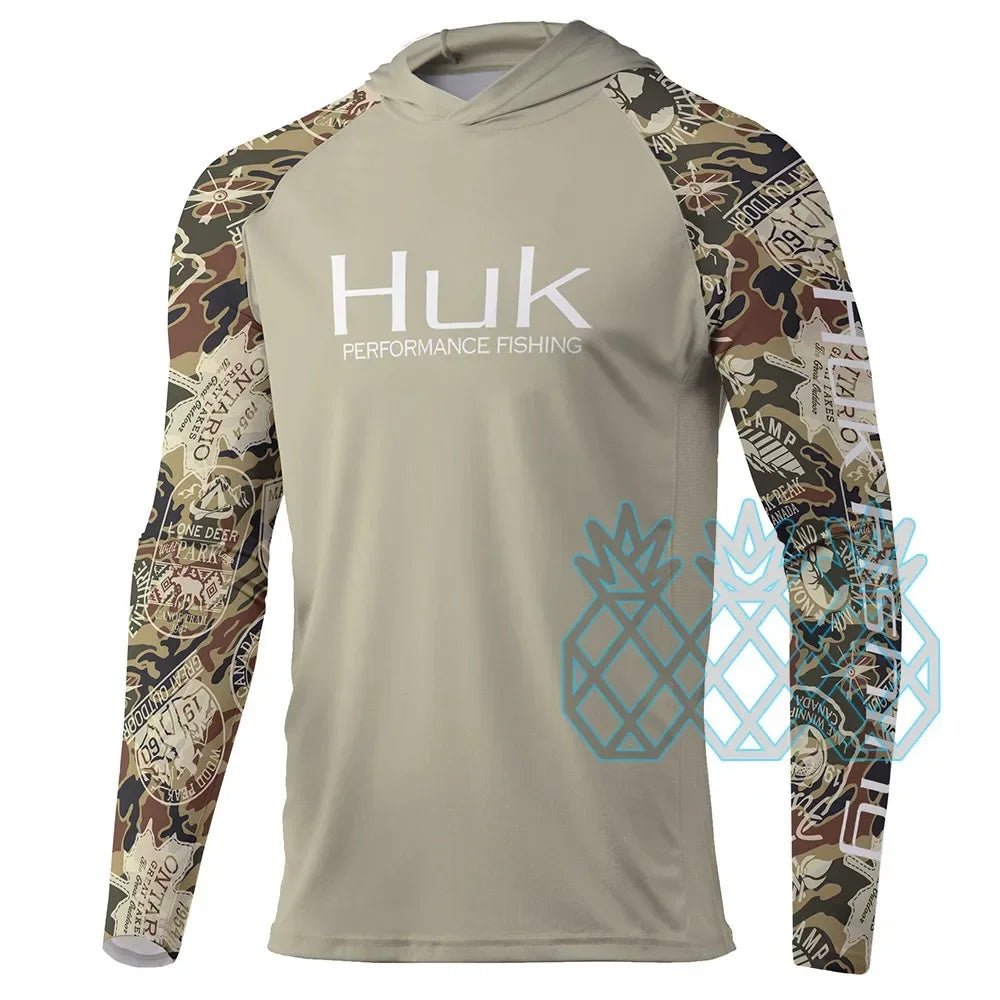 HUK Men Long Sleeve Hoodie Performance Fishing Shirts UPF 50+ Fishing Tops Outdoor Sports Uv Protection Breathable Fishing Wear - The Salty Outfitter