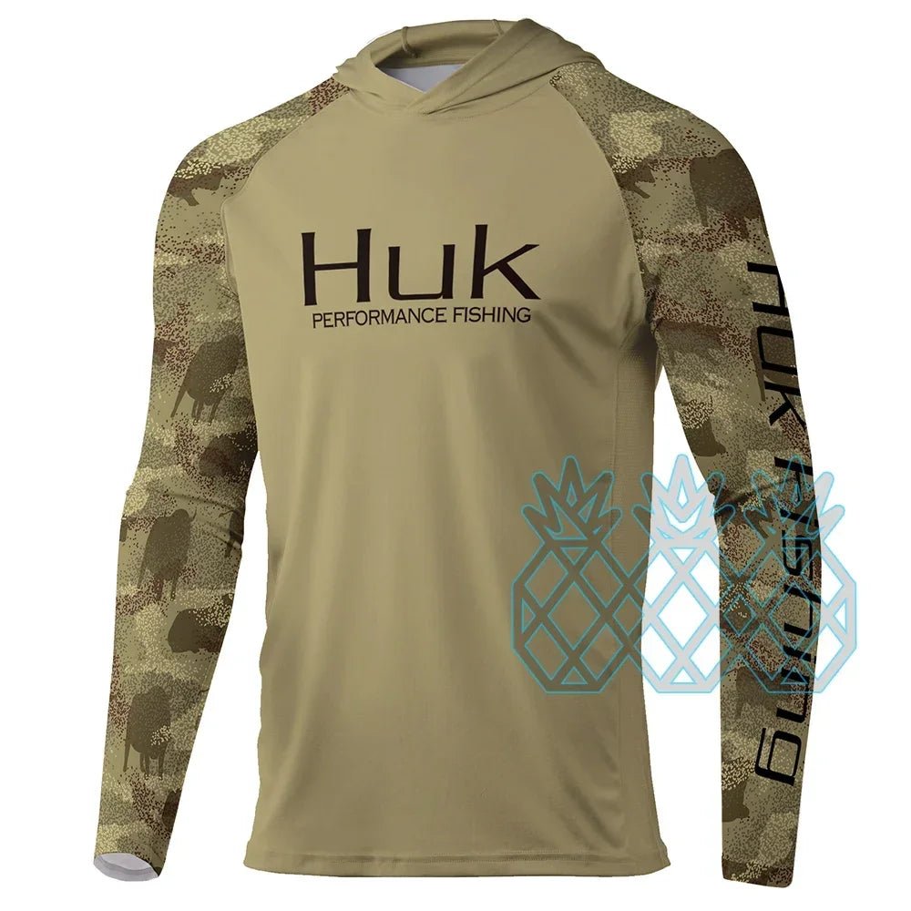 HUK Men Long Sleeve Hoodie Performance Fishing Shirts UPF 50+ Fishing Tops Outdoor Sports Uv Protection Breathable Fishing Wear - The Salty Outfitter