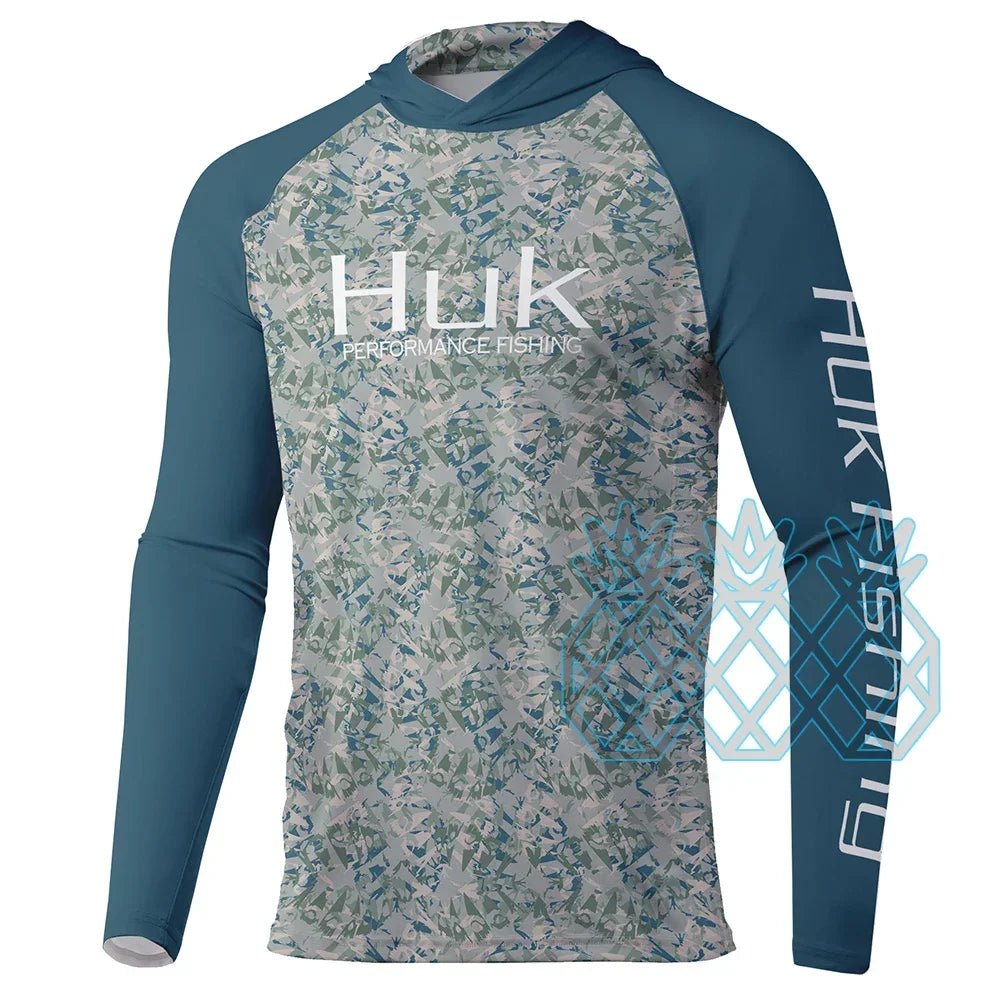 HUK Men Long Sleeve Hoodie Performance Fishing Shirts UPF 50+ Fishing Tops Outdoor Sports Uv Protection Breathable Fishing Wear - The Salty Outfitter