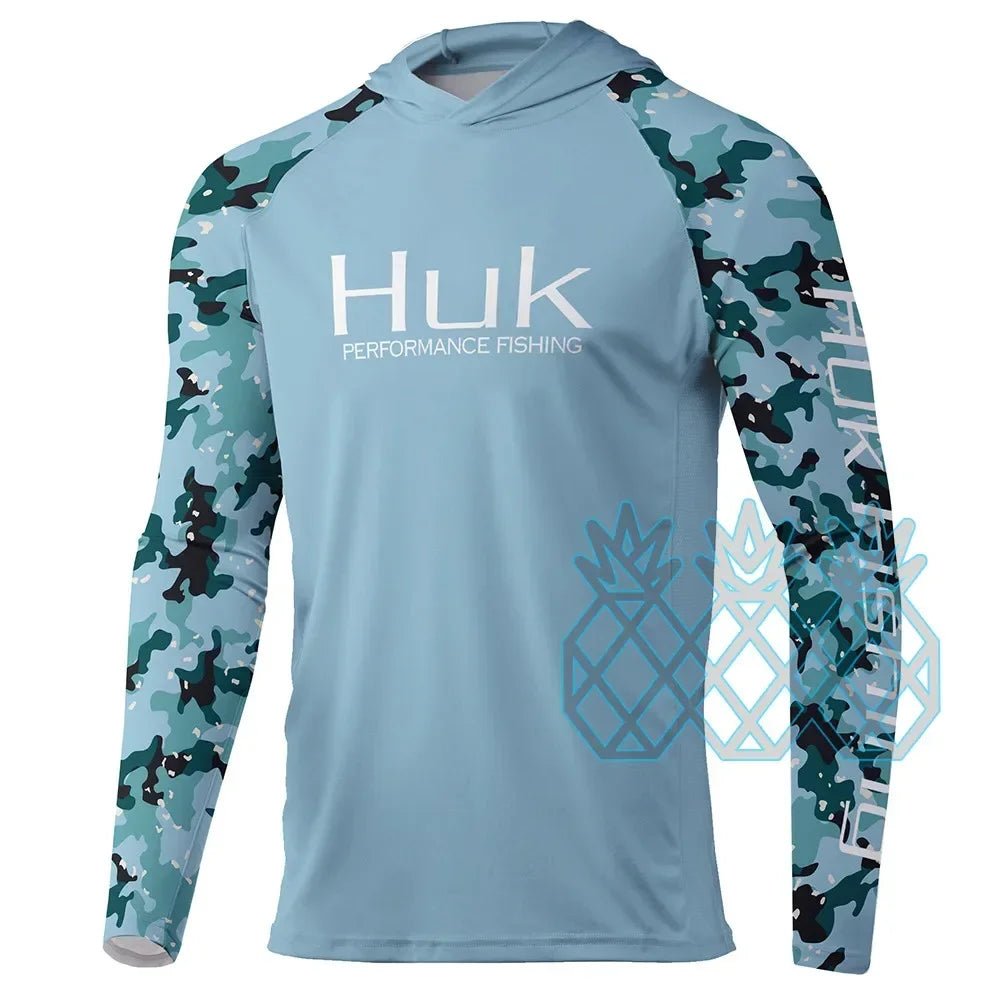 HUK Men Long Sleeve Hoodie Performance Fishing Shirts UPF 50+ Fishing Tops Outdoor Sports Uv Protection Breathable Fishing Wear - The Salty Outfitter