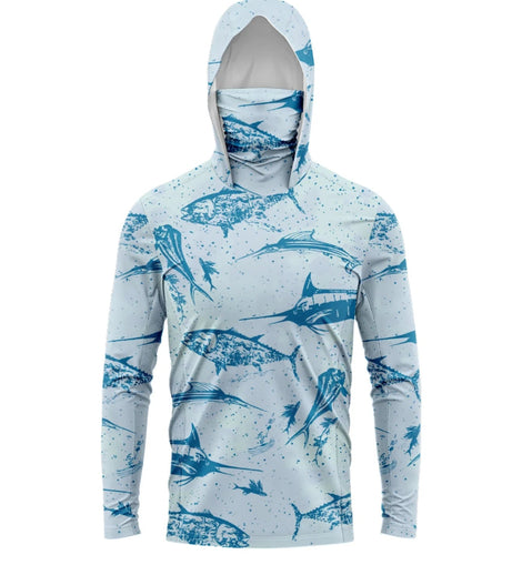 Men Hood Fishing Shirt long sleeve fishing t shirt uv protection Fishing Apparel - The Salty Outfitter