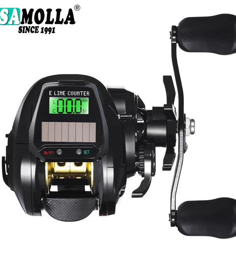 New Electronic Baitcasting Fishing Reel Led Screen USB And Solar Charging 7.2:1 Sea Saltwater Waterproof Cast Drum Wheel Casting - The Salty Outfitter
