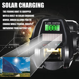 New Electronic Baitcasting Fishing Reel Led Screen USB And Solar Charging 7.2:1 Sea Saltwater Waterproof Cast Drum Wheel Casting - The Salty Outfitter