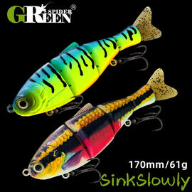 New Swimbait Slow Sinking 170mm 61g Hard Bait Fishing Lure Textured Lifelike Skin Curvy 'S' Swim for Bass Trout Pike - The Salty Outfitter