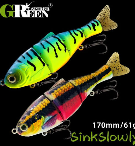 New Swimbait Slow Sinking 170mm 61g Hard Bait Fishing Lure Textured Lifelike Skin Curvy 'S' Swim for Bass Trout Pike - The Salty Outfitter