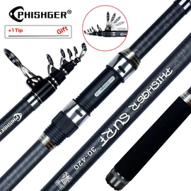 PHISHGER Telescopic Surf Spinning Rod 3.6/4.2/4.5m Power80 - 150g 30T Carbon Travel Surfcasting Shore Casting Biutifu Fishing Pole - The Salty Outfitter